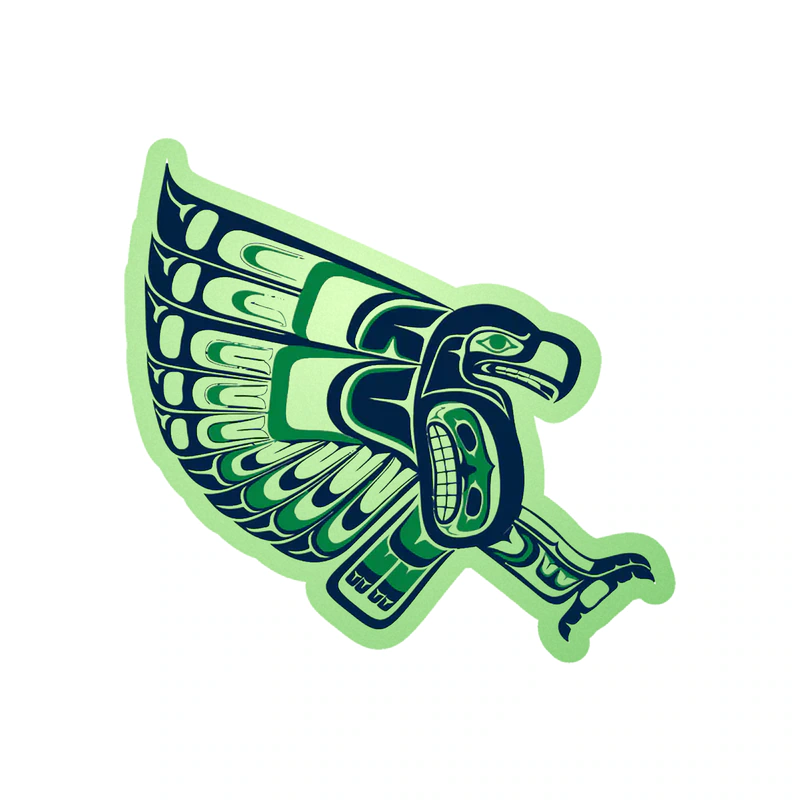 Seattle Seahawks Hawk - Image 2 - Glow in the Dark Vinyl Sticker - Custom Size