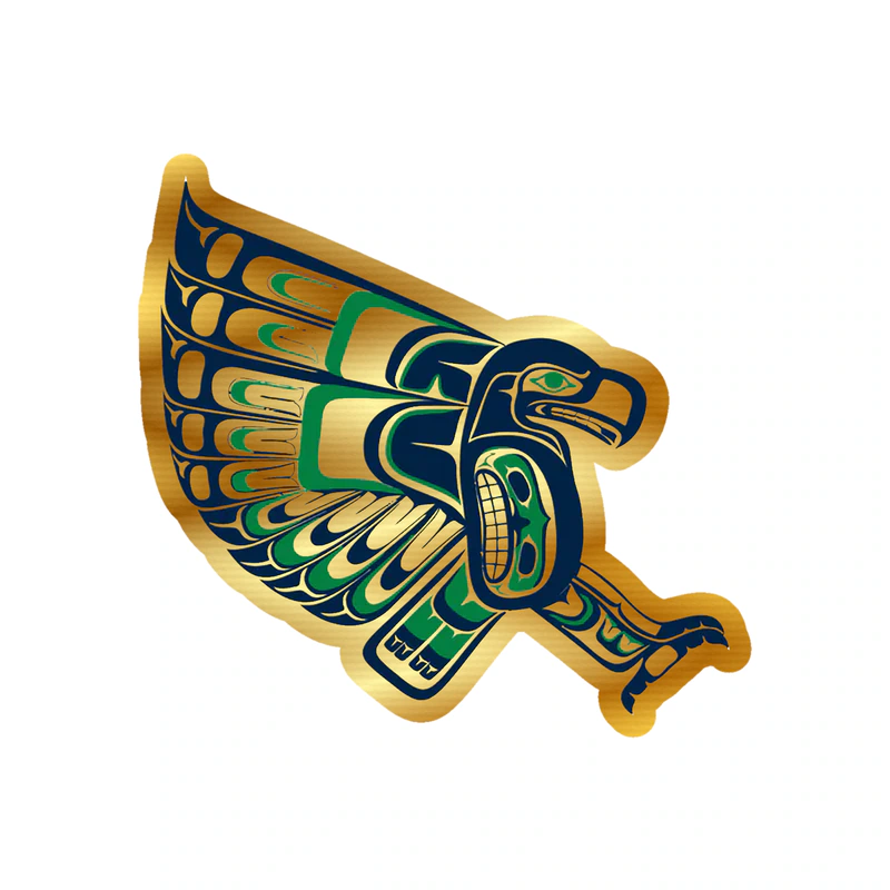 Seattle Seahawks Hawk - Image 2 - Gold Chrome Vinyl Sticker - Custom Size