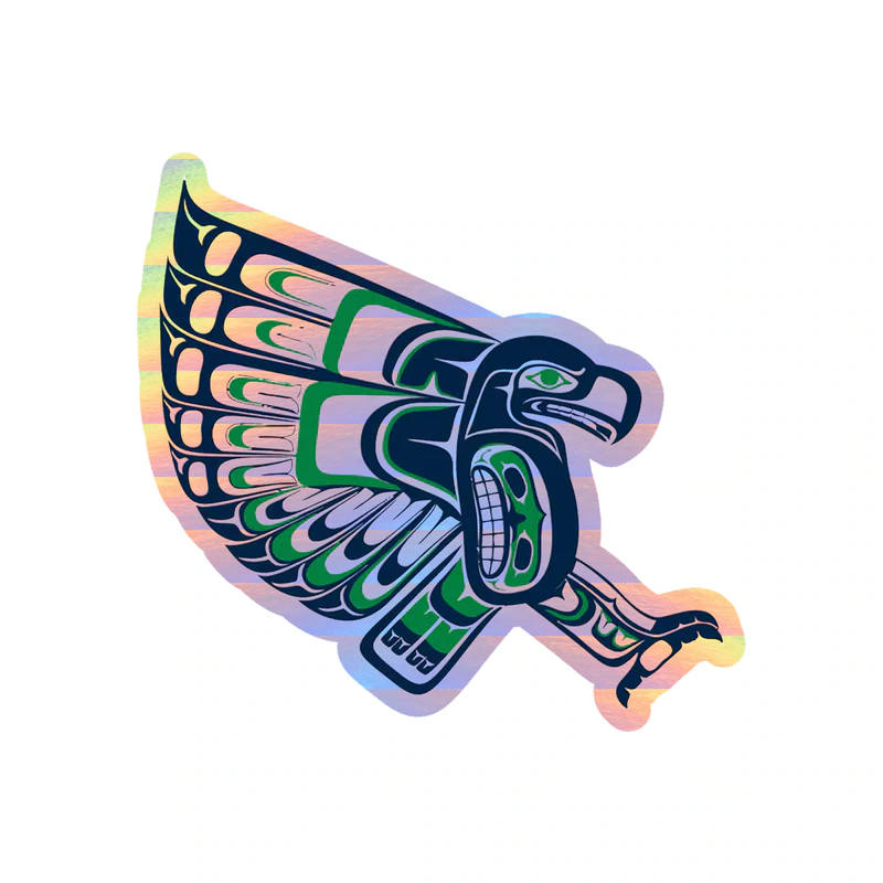 Seattle Seahawks Hawk - Image 2 - Holographic Vinyl Sticker - Custom Size