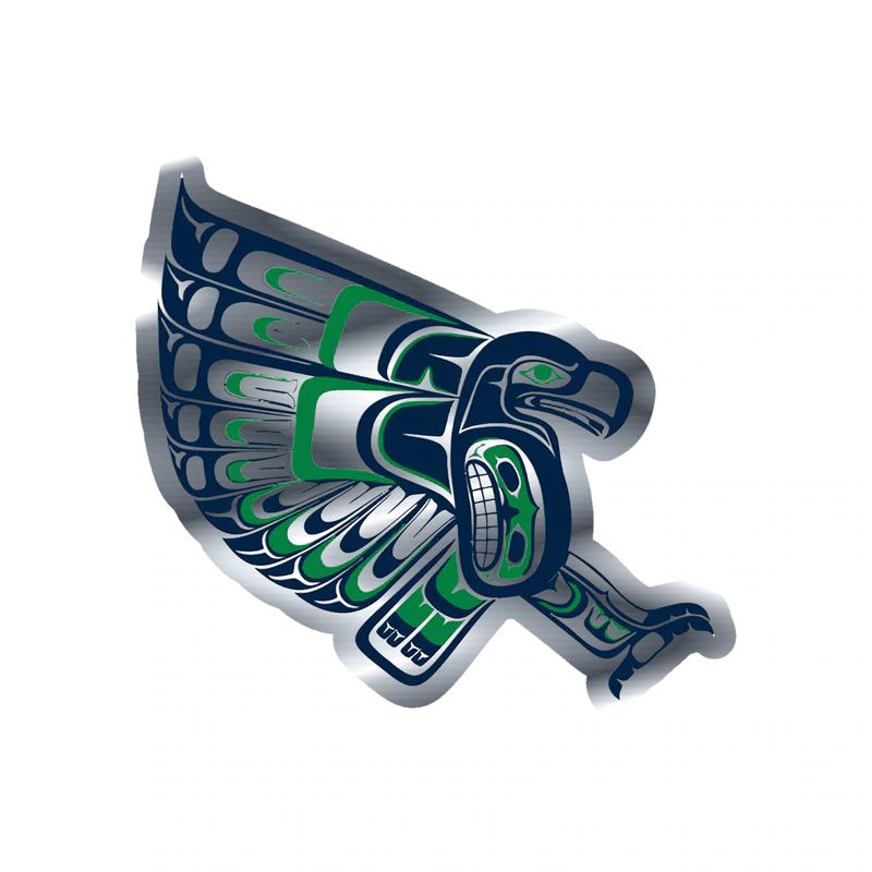 Seattle Seahawks Hawk - Image 2 - Silver Chrome Vinyl Sticker - Custom Size
