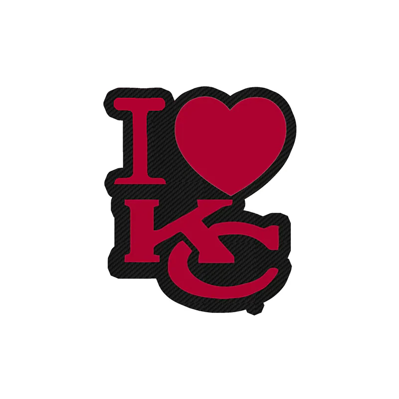 Kansas City Chiefs - I Love KC=  Carbon Fiber Vinyl Sticker – Custom Size