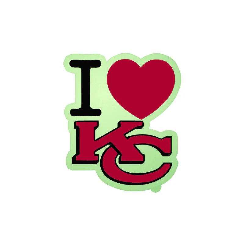 Kansas City Chiefs - I Love KC=  Glow in the Dark Vinyl Sticker – Custom Size