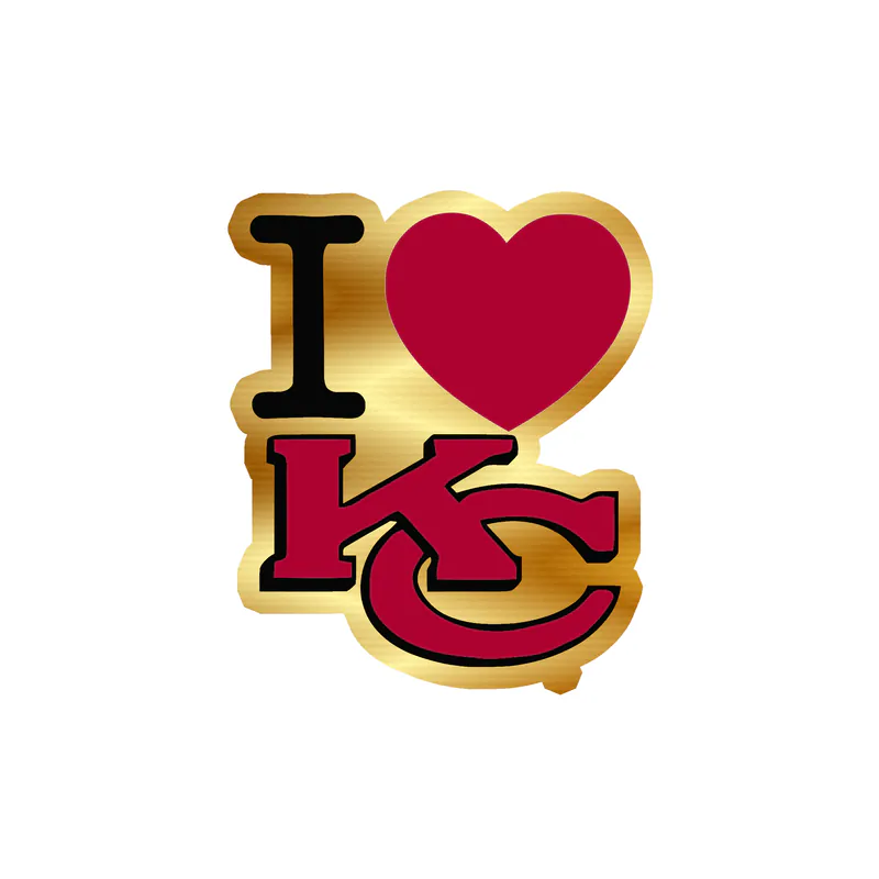 Kansas City Chiefs - I Love KC=  Gold Chrome Vinyl Sticker – Custom Size