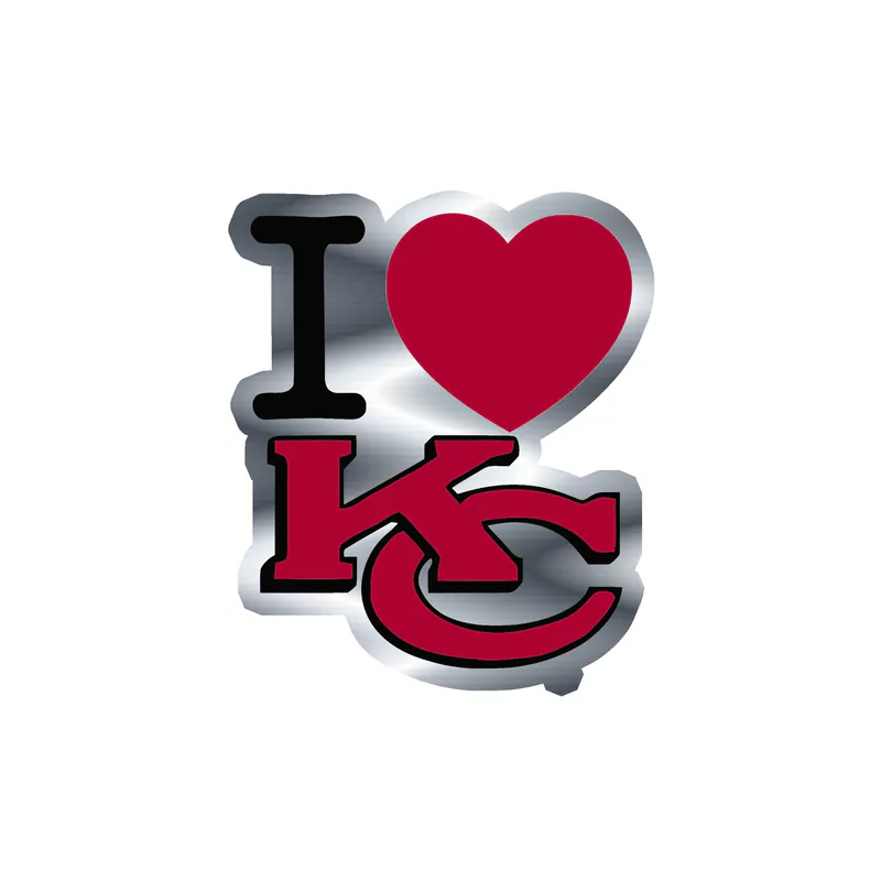 Kansas City Chiefs - I Love KC=  Silver Chrome Vinyl Sticker – Custom Size