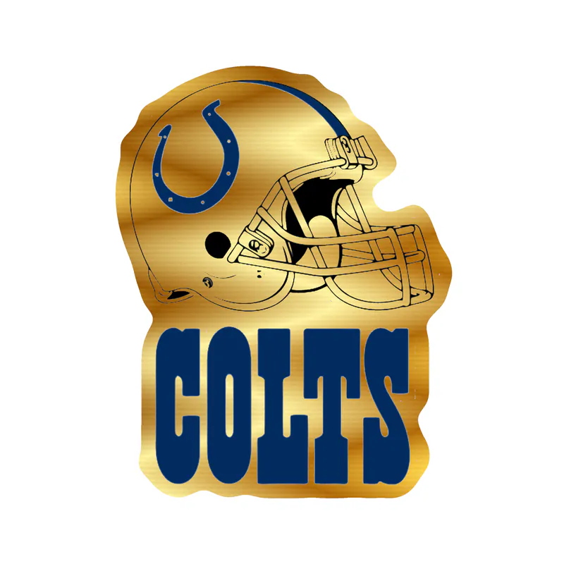 Indianapolis Colts - Helmet with Colts - Gold Chrome Vinyl Sticker - Custom Size