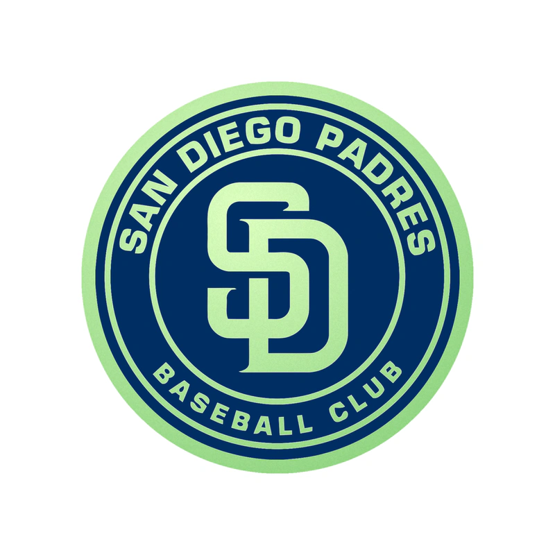 San Diego Padres - Blue Circle With White Name - Glow in the Dark Vinyl Sticker - Custom Size
