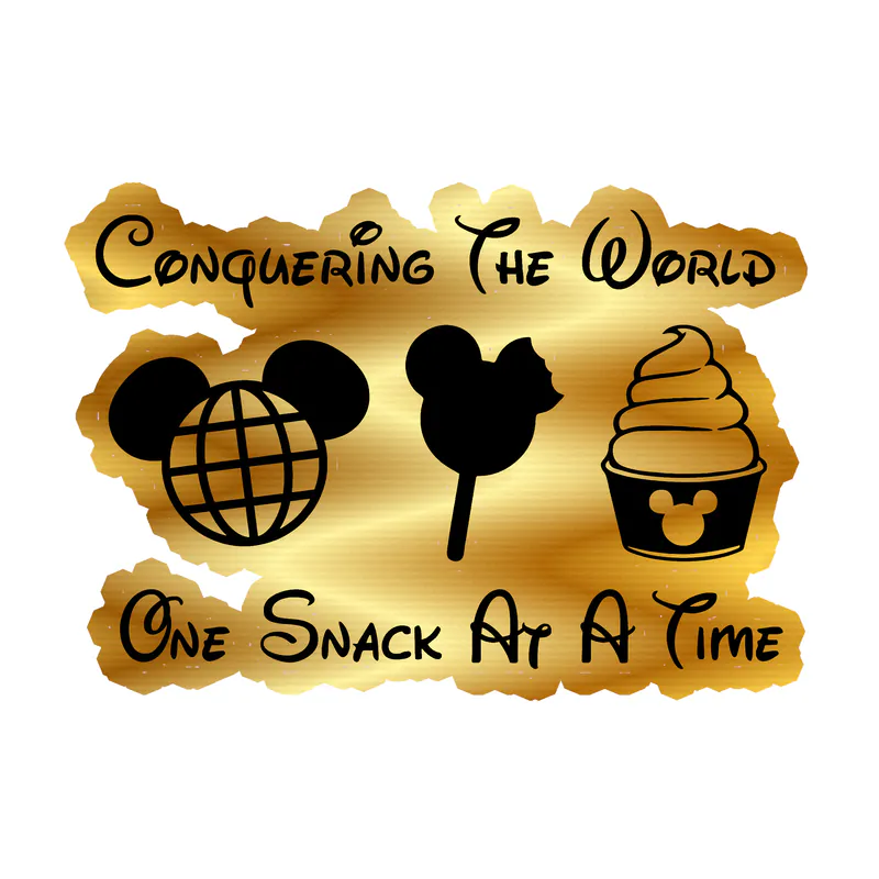 Disney Snacks Gold Chrome Vinyl Sticker - Custom Size