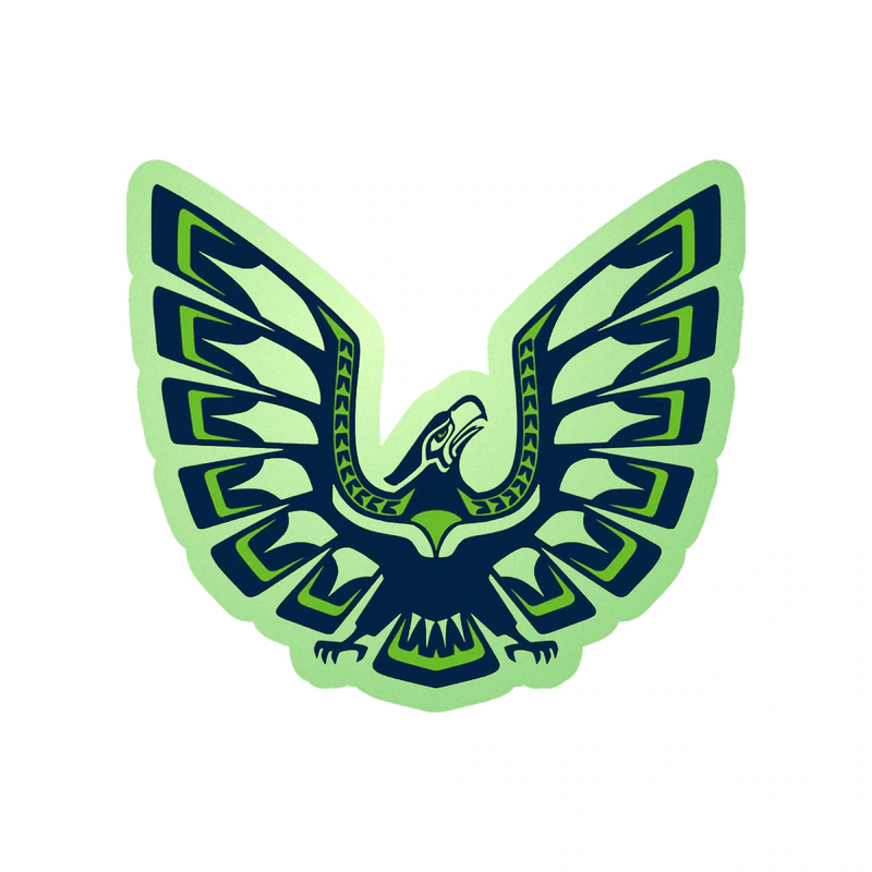 Seattle Seahawks Hawk - Image 1 - Glow in the Dark Vinyl Sticker - Custom Size
