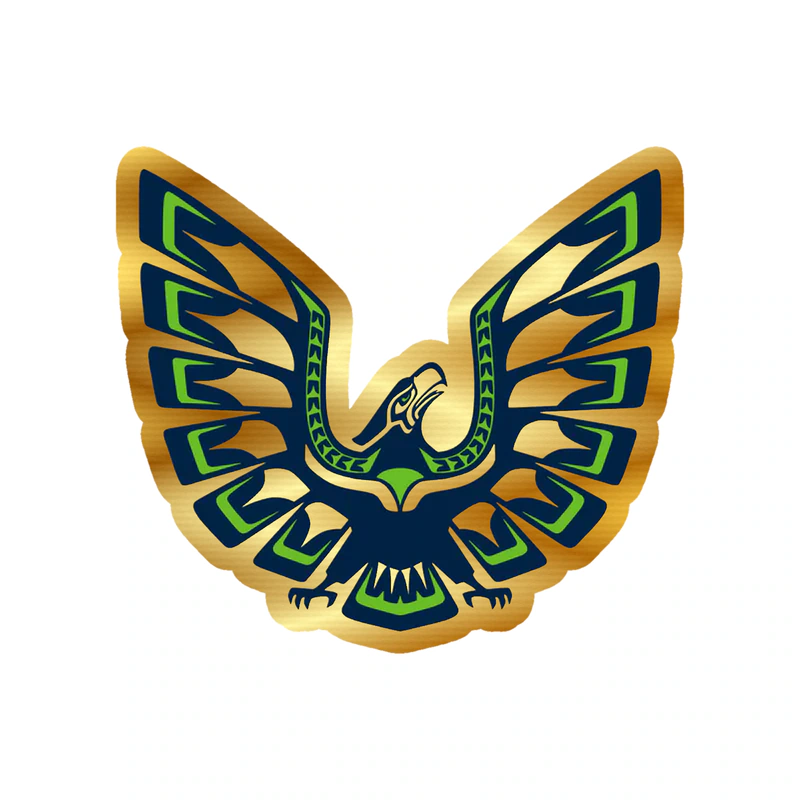 Seattle Seahawks Hawk - Image 1 - Gold Chrome Vinyl Sticker - Custom Size
