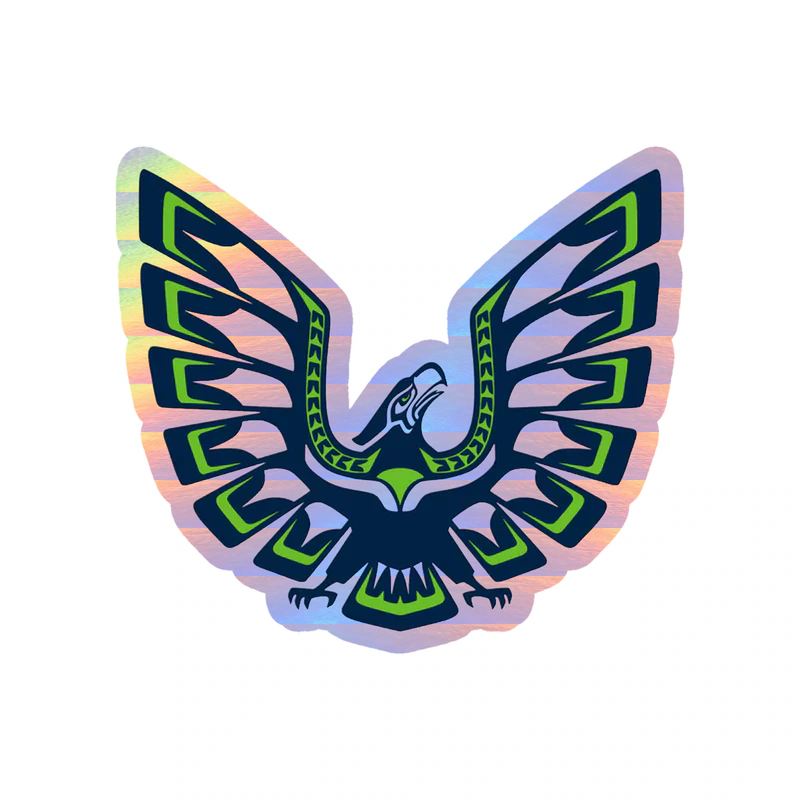 Seattle Seahawks Hawk - Image 1 - Holographic Vinyl Sticker - Custom Size