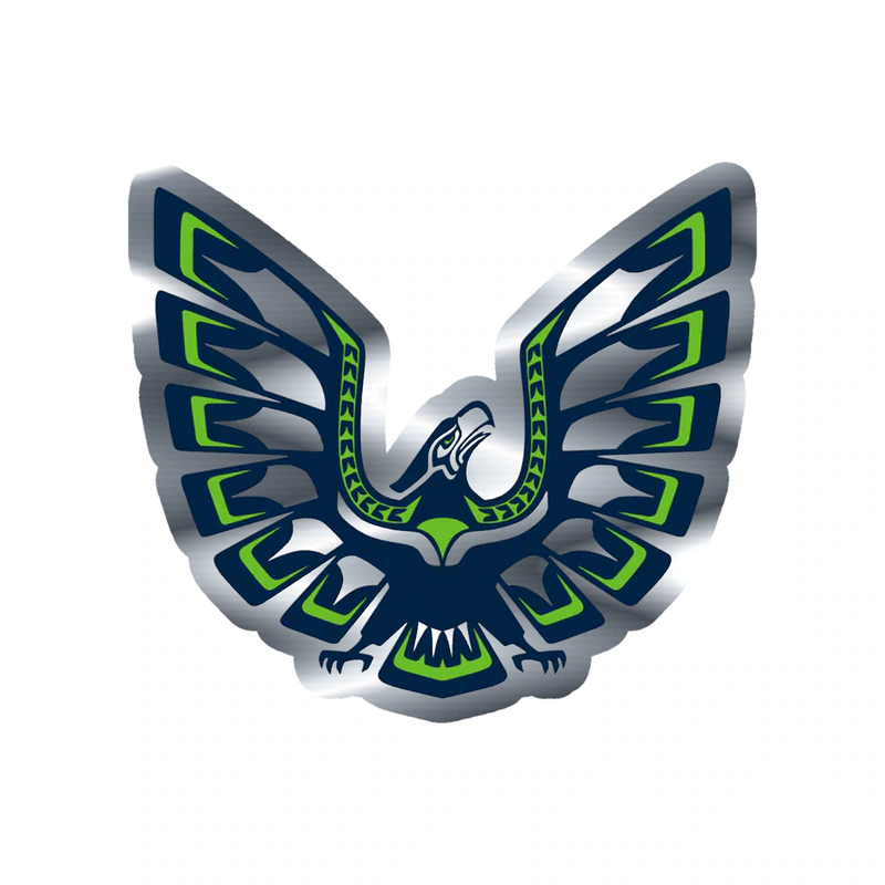 Seattle Seahawks Hawk - Image 1 - Silver Chrome Vinyl Sticker - Custom Size