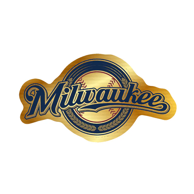 Milwaukee Brewers - Circle With Milwaukee - Gold Chrome Vinyl Sticker - Custom Size