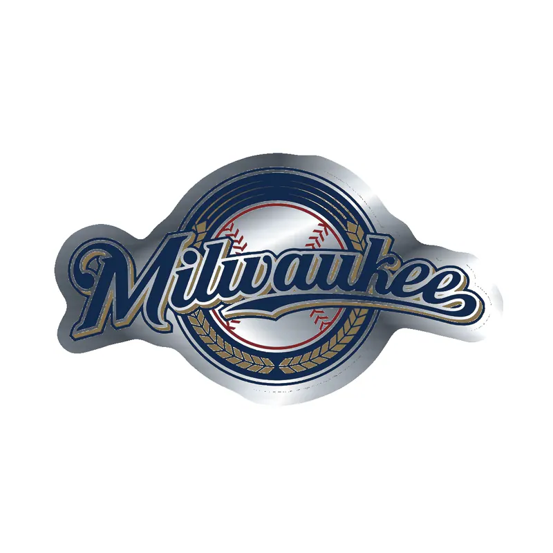 Milwaukee Brewers - Circle With Milwaukee - Silver Chrome Vinyl Sticker - Custom Size