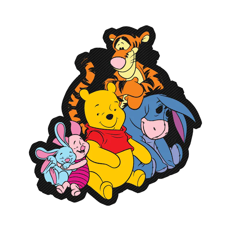 Winnie The Pooh - Friends -  Carbon Fiber Vinyl Sticker - Custom Size