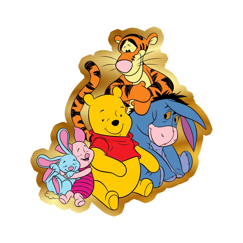 Winnie The Pooh - Friends -  Gold Chrome Vinyl Sticker - Custom Size