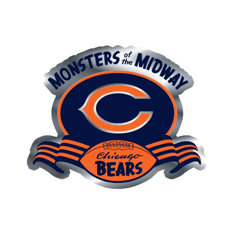 Chicago Bears - Bear Head - Image 3 - Silver Chrome Vinyl Sticker - Custom Size