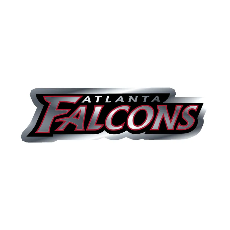 Atlanta Falcons - Words -Silver Chrome Vinyl Sticker - Custom Size