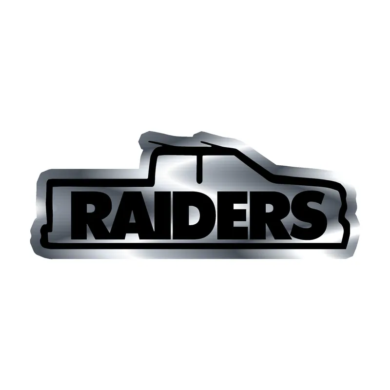 Las Vegas Raiders - Truck - Silver Chrome Vinyl Sticker - Custom Size