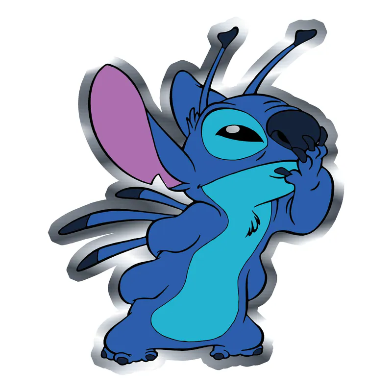 Stitch Silver Chrome Vinyl Sticker - Custom Size