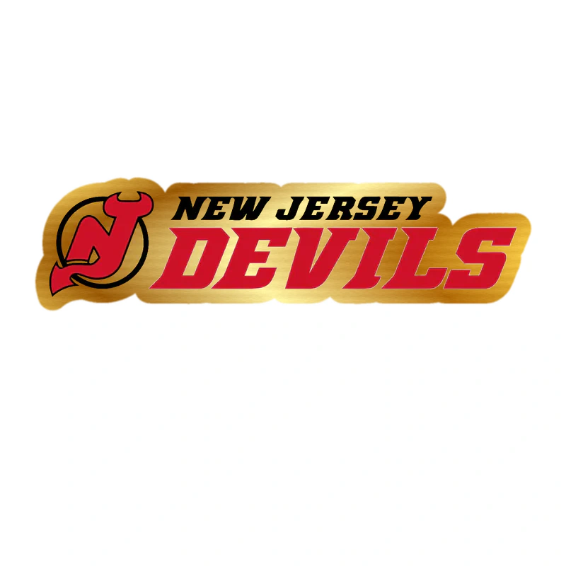 New Jersey Devils - Name - Gold Chrome Vinyl Sticker - Custom Size