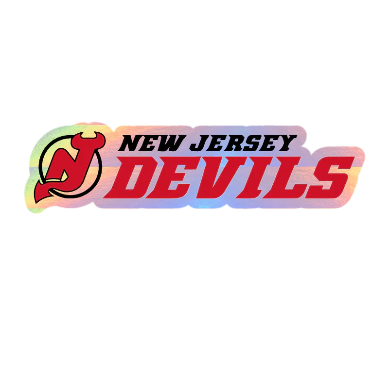 New Jersey Devils - Name - Holographic Vinyl Sticker - Custom Size
