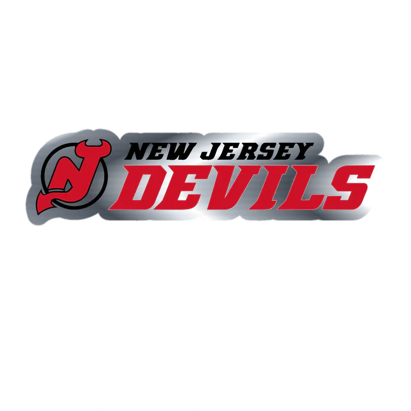 New Jersey Devils - Name - Silver Chrome Vinyl Sticker - Custom Size