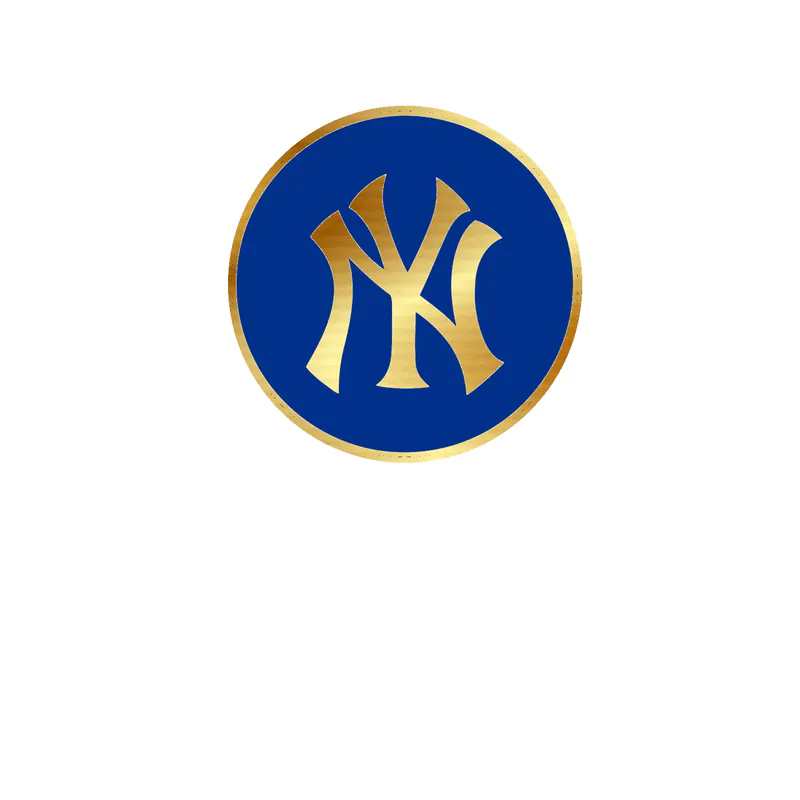 New York Yankees - Blue Circle With NY - Gold Chrome Vinyl Sticker - Custom Size