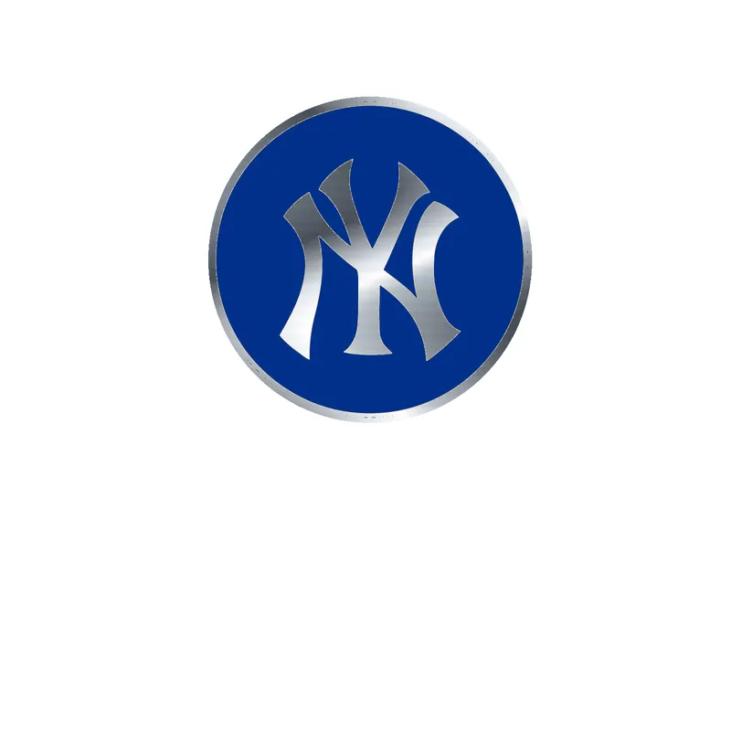 New York Yankees - Blue Circle With NY - Silver Chrome Vinyl Sticker - Custom Size