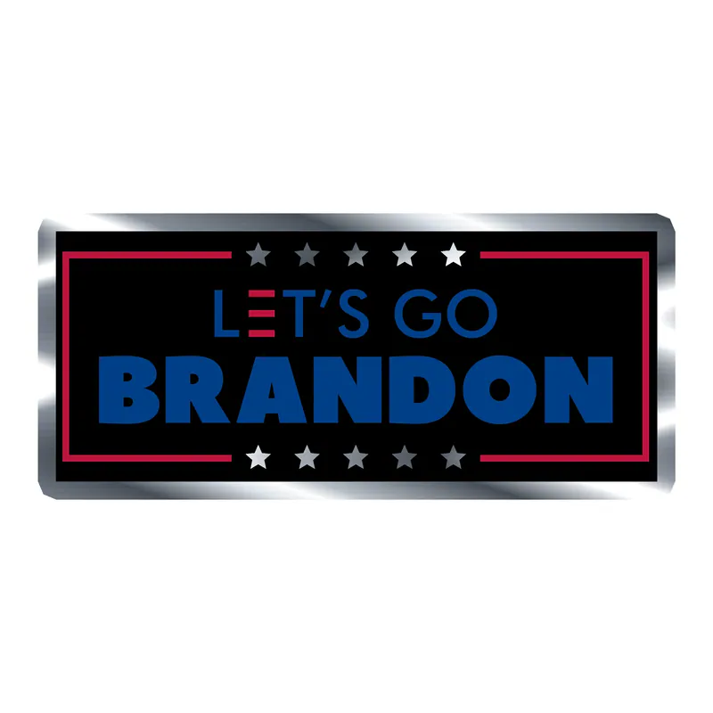 Let's Go Brandon Silver Chrome Vinyl Decal - Custom Size