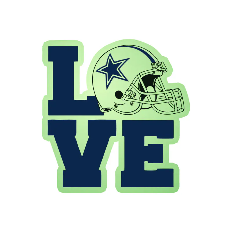 Dallas Cowboys - Love - Image 2 - Glow in the Dark Vinyl Sticker - Custom Size