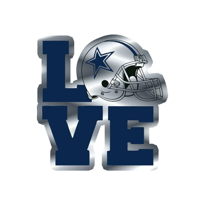 Dallas Cowboys - Love - Image 2 - Silver Chrome Vinyl Sticker - Custom Size