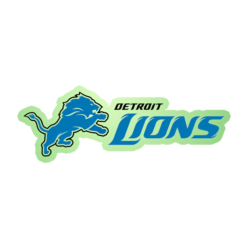 Detroit Lions - Lion With Black And Blue Name - Glow in the Dark Vinyl Sticker - Custom Size
