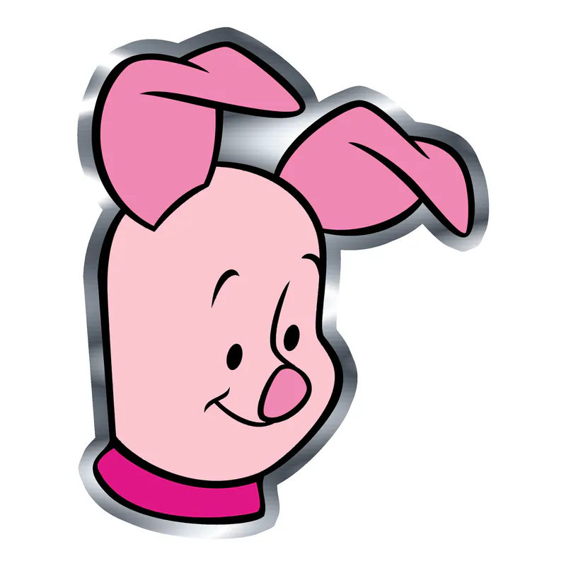 Winnie The Pooh - Piglet - Silver Chrome Vinyl Sticker - Custom Size