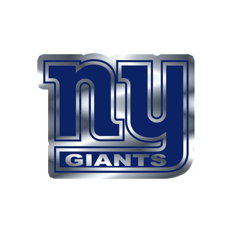 New York Giants - NY With Giants - Silver Chrome Vinyl Sticker - Custom Size