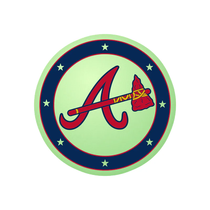 Atlanta Braves - Blue Circle With Stars - Glow in the Dark Vinyl Sticker - Custom Size