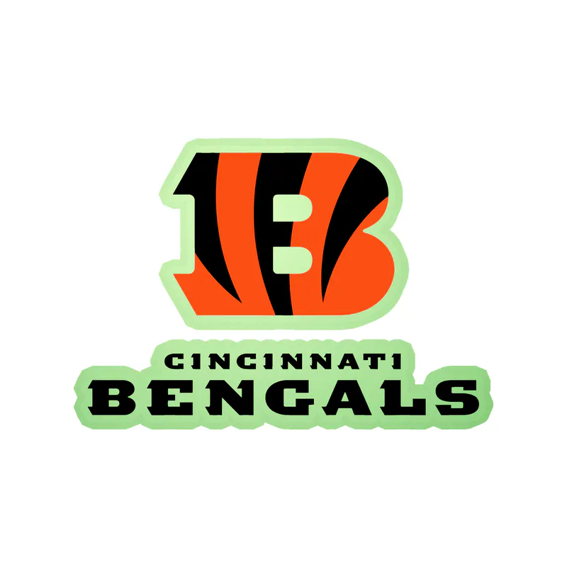 Cincinnati Bengals - B with Words - Glow in the Dark Vinyl Sticker - Custom Size