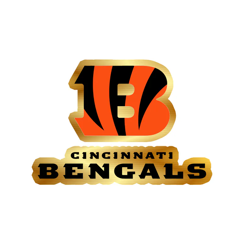 Cincinnati Bengals - B with Words - Gold Chrome Vinyl Sticker - Custom Size