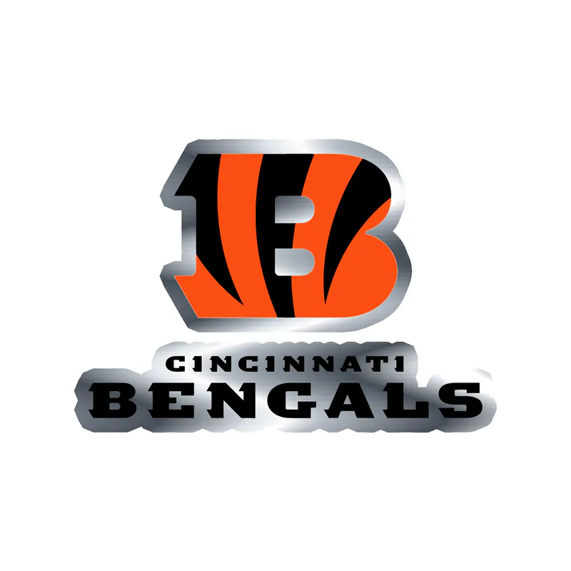 Cincinnati Bengals - B with Words - Silver Chrome Vinyl Sticker - Custom Size