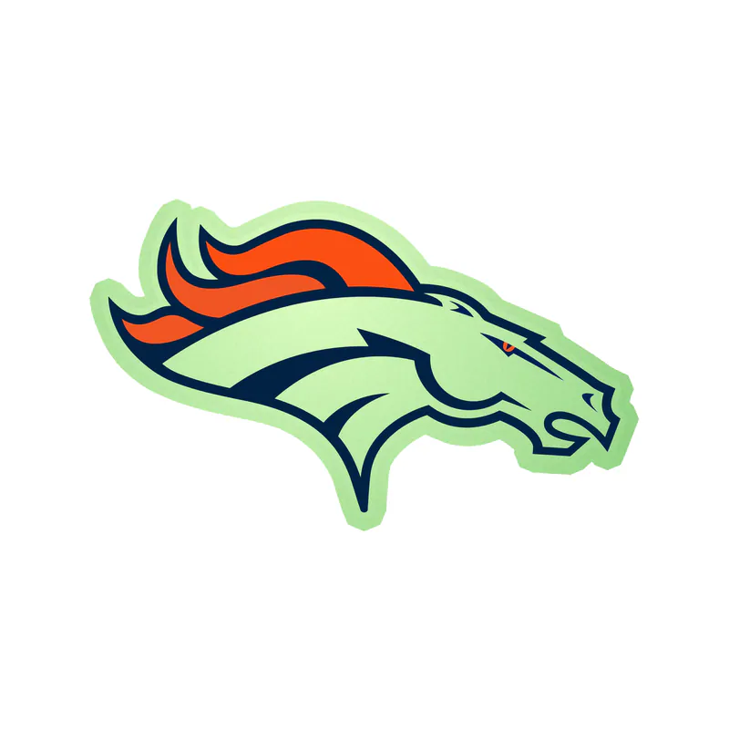 Denver Broncos - Head - Glow in the Dark Vinyl Sticker - Custom Size