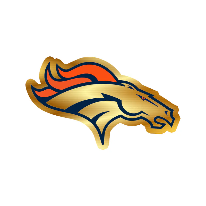 Denver Broncos - Head - Gold Chrome Vinyl Sticker - Custom Size