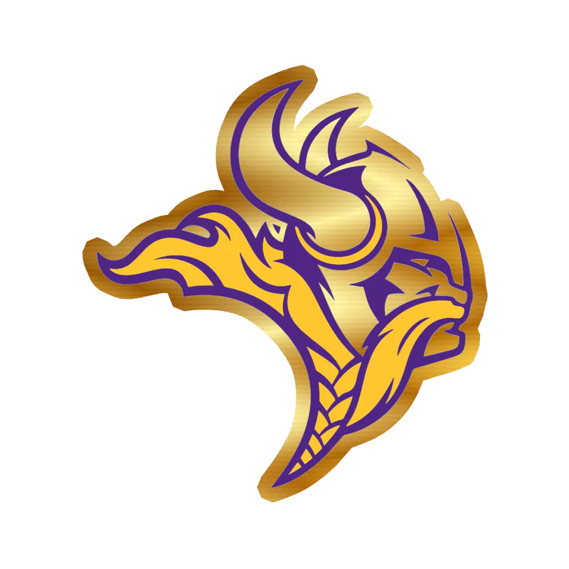 Minnesota Vikings - Viking Head Side Profile - Gold Chrome Vinyl Sticker - Custom Size