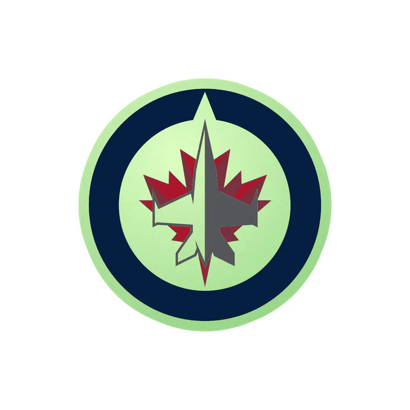 Winnipeg Jets - Blue Circle With Jet In Middle - Glow in the Dark Vinyl Sticker - Custom Size