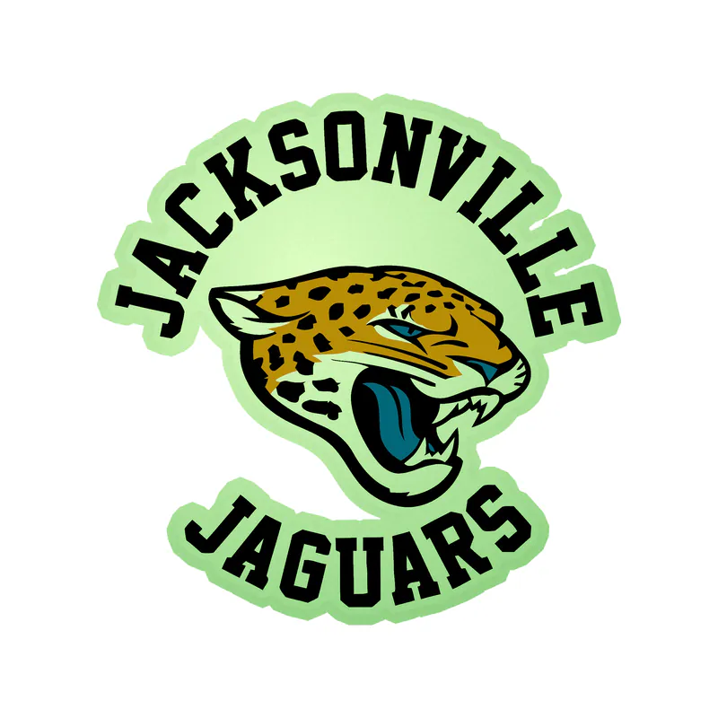 Jacksonville Jaguars - Jaguar Head With Name - Glow in the Dark Vinyl Sticker - Custom Size