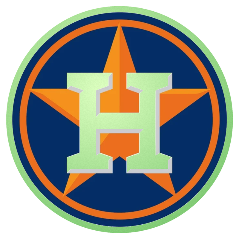 Houston Astros - Blue And Orange Circle - Glow in the Dark Vinyl Sticker - Custom Size