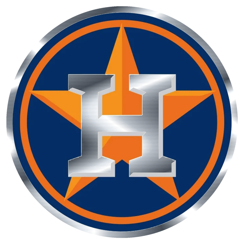 Houston Astros - Blue And Orange Circle - Silver Chrome Vinyl Sticker - Custom Size