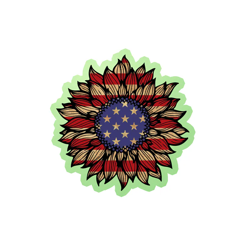 American Sunflower Full Color Vinyl - Glow in the Dark Vinyl Sticker - Custom Size