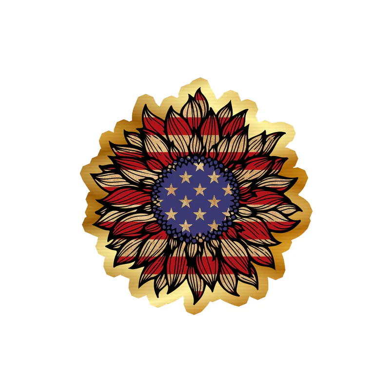 American Sunflower Full Color Vinyl - Gold Chrome Vinyl Sticker - Custom Size