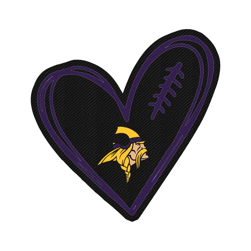 Minnesota Vikings - Football Heart - Carbon Fiber Vinyl Sticker - Custom Size