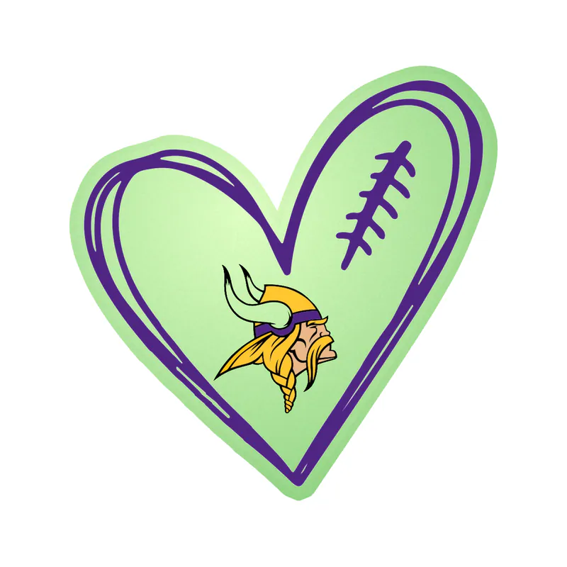 Minnesota Vikings - Football Heart - Glow in the Dark Vinyl Sticker - Custom Size