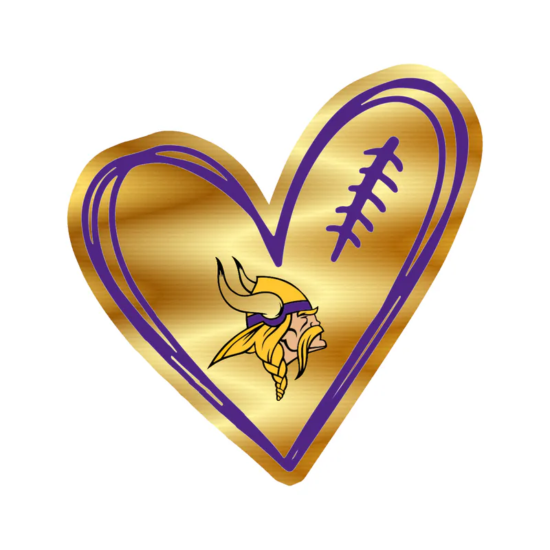 Minnesota Vikings - Football Heart - Gold Chrome Vinyl Sticker - Custom Size